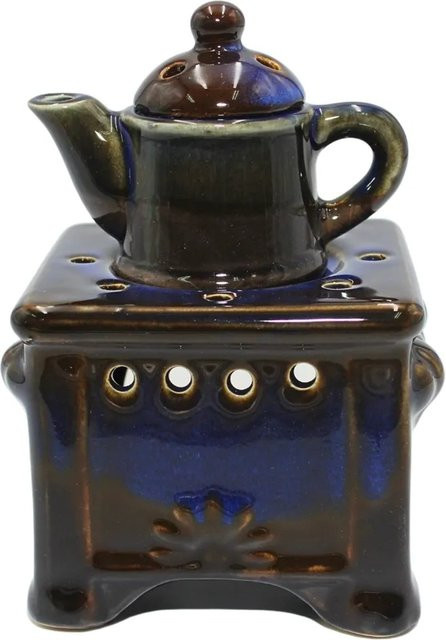 Dekohelden24 Duftlampe aus Keramik in Dunkelblau mit Kanne, B/T/H: 10 x 10 x 15 cm - Bild 1