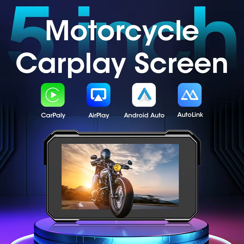 Jansite 5-Zoll Motorrad CarPlay Navigation mit GPS und Android Auto, IPX7 wasserdichtes Display, Dual Bluetooth 5.0, Schwarz - Bild 2