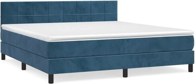vidaXL Boxspringbett mit Matratze Dunkelblau aus Samt, Hybrid-Design mit Taschenfederkern, B/T/H: 180 x 200 x 78 cm - Bild 1