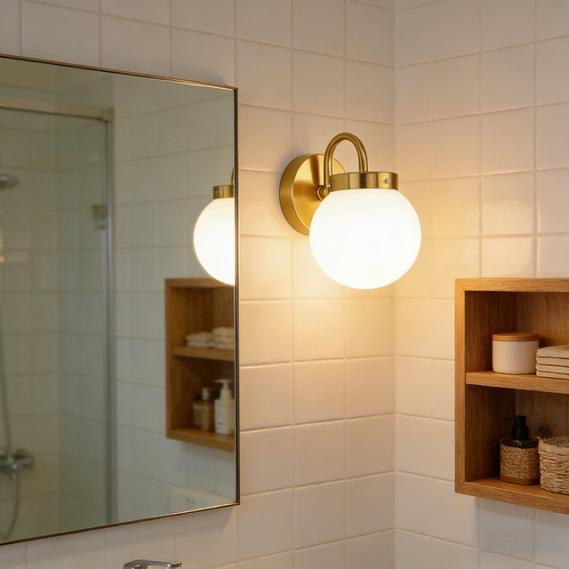 Homocean Retro Wandleuchte in Gold mit transparentem Glaslampenschirm, E27 LED-Nachttischlampe für Flur und Schlafzimmer - Bild 1