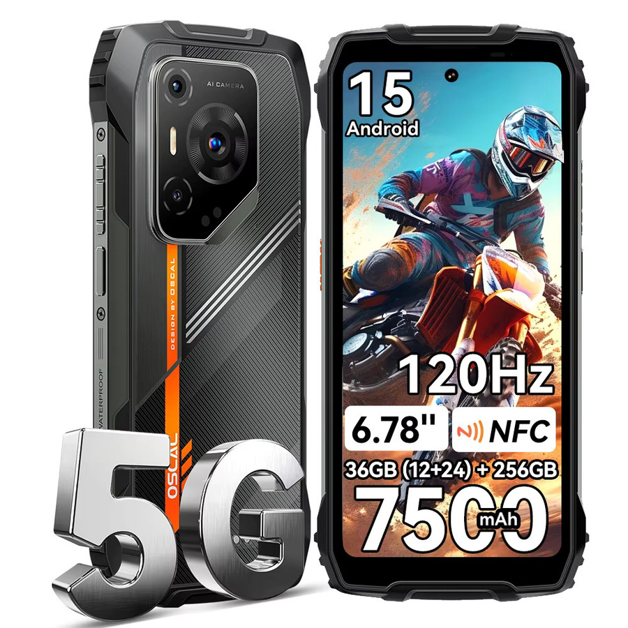 OSCAL PILOT 3 Robustes Smartphone in Schwarz mit 256 GB Speicher, 36 GB RAM, Android 15, 6,78 Zoll Display, 7500 mAh Akku und NFC - Bild 4