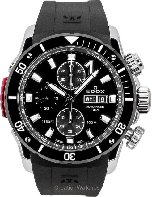 Edox Chronograph, Automatik, Edelstahl, Kautschukarmband, 45 mm, Herren - Bild 1