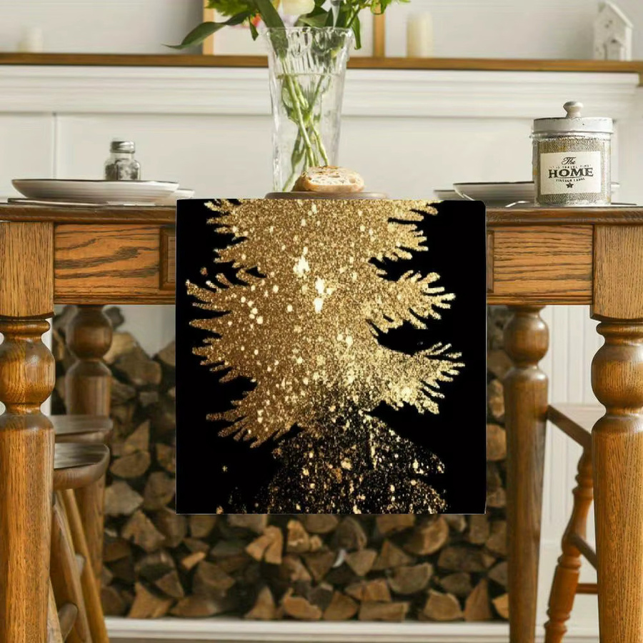 VIKAMA Weihnachts-Tischläufer aus Leinen mit Grafikdesign für deine Weihnachtsdekoration, B/H: 90 x 33 cm - Bild 3
