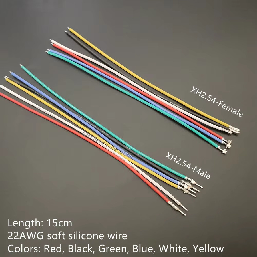 JST XH 2,54 mm Steckverbinder-Set mit 22 AWG vorgekrimpten Silikonkabeln in Multicolor, männlich und weiblich, mit 2 bis 6 Pins - Bild 2
