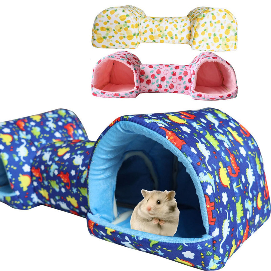 Weiches Kleintierbett mit Fruchtdruck als Höhle und Versteck für Hamster, Kaninchen oder Mäuse aus Polyester - Bild 3
