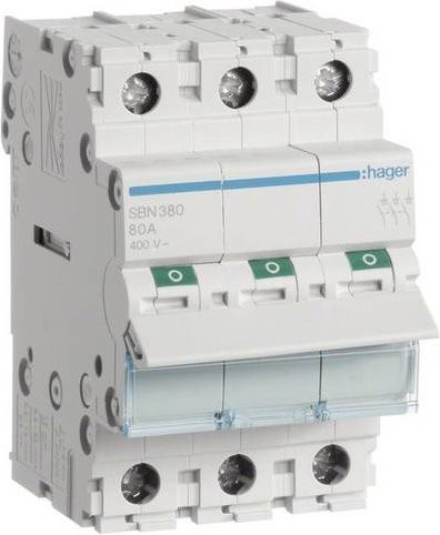 Hager Ausschalter 3polig 80A 3 Schließer 400V SBN380 - Bild 1