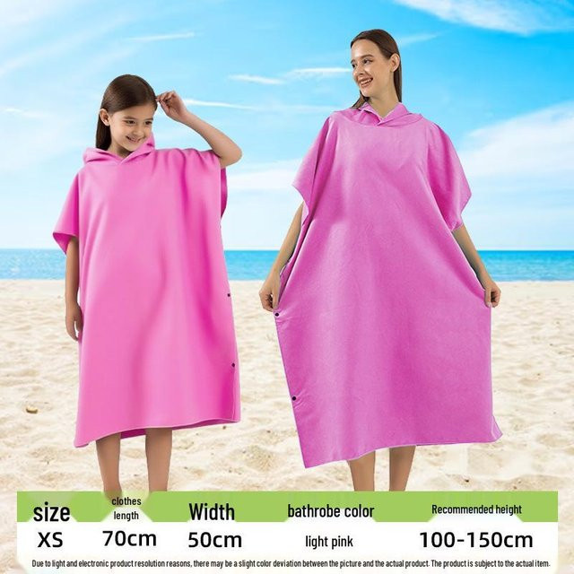 HomeHarmony Strandbademantel mit Kapuze aus Mikrofaser und tragbarem Wechselhandtuch in Wassermelone Rot, Größe XS, Länge: 70 cm, Breite: 50 cm - Bild 1