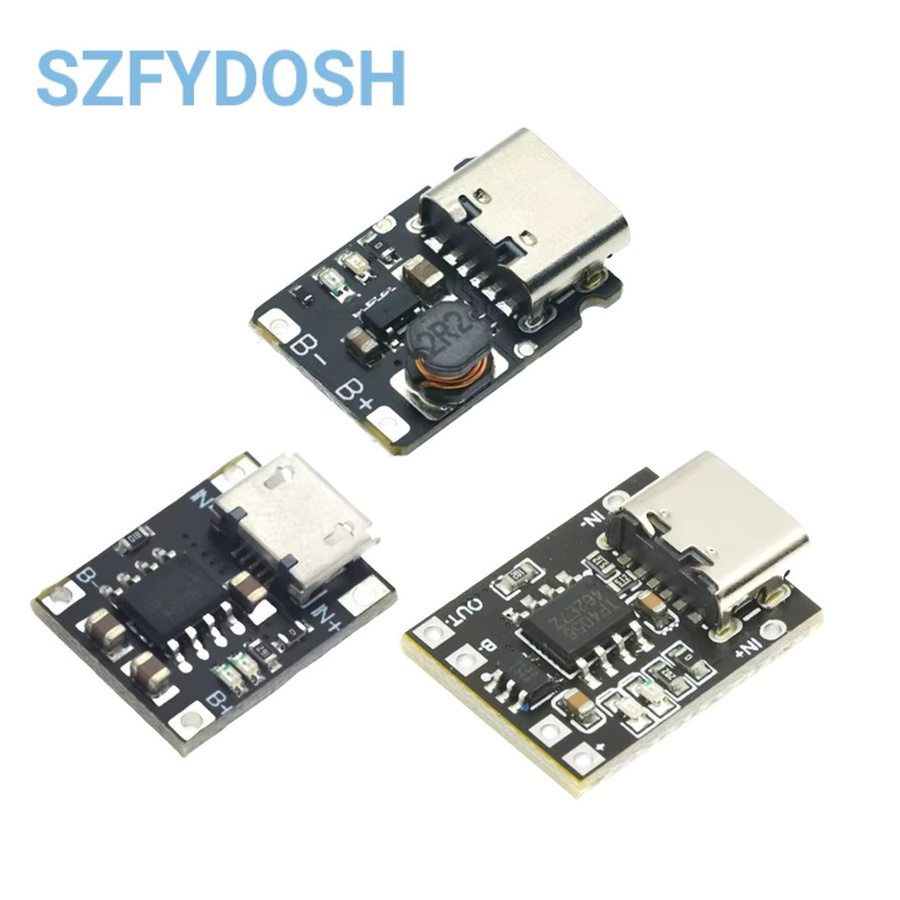 USB TP4057/56 Lithium-Batterie Lade Modul mit Schutzfunktion und Temperaturüberwachung in Schwarz mit Micro-USB und USB-C Anschluss - Bild 2