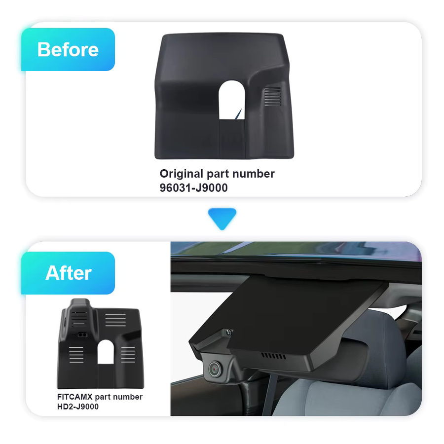 ARB 4K Auto-DVR Dashcam im OEM-Style mit WLAN-App für Hyundai Kona, Kona Electric und Veloster, Veloster N, Schwarz, LHD - Bild 3