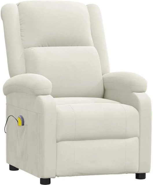 vidaXL Massagesessel aus Samt in Creme mit Armlehnen - Bild 1