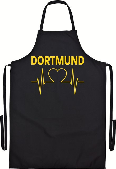 Grillschürze Dortmund Herzschlag von multifanshop in Gelb - Bild 1