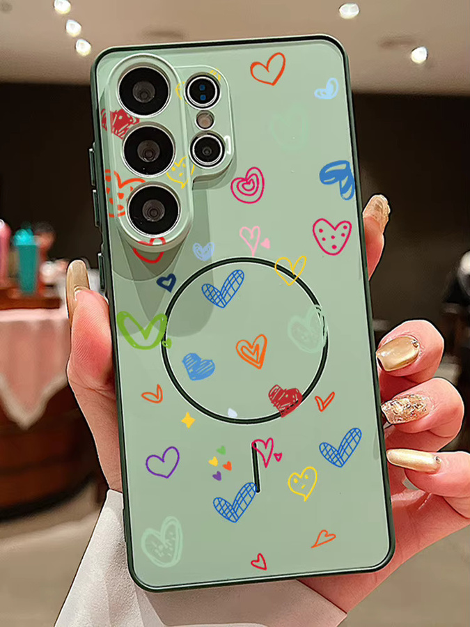 Magnetische Handyhülle mit Herz-Print für Samsung Galaxy S26 S25 S24 S23 Ultra S25 S24 FE A57 A37 A17 A56 A55 A36 A16 A15 in Orange - Bild 4