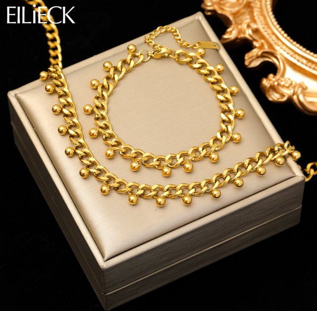 EILIECK Schmuck Set, Edelstahl, Gold, Damen - Bild 1