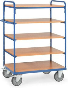Fetra Etagenwagen 8243 in Blau mit 1 festem und 4 Einlegeböden sowie TPE-Reifen und einer Tragkraft von 600 kg - Bild 1