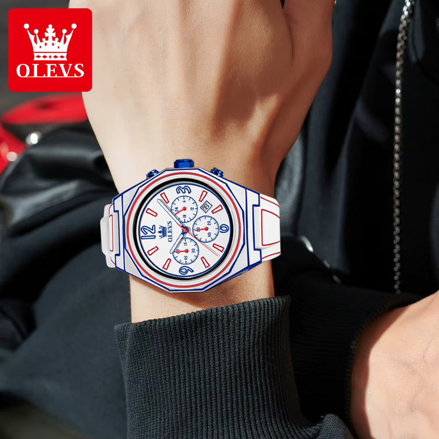 OLEVS Chronograph, Quarz, Silikonarmband, Herren - Bild 2