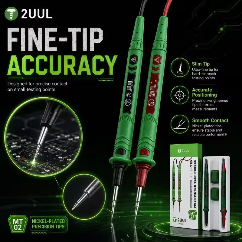 2UUL MT02 Präzisions-Multimeter-Prüfspitzen Set mit vernickelten Feinspitzen-Sondenstiften für Digitaltester, Handy- und PCB-Reparaturwerkzeug - Bild 4