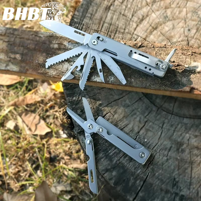 BHBT 14-in-1 faltbares Multitool-Messer mit abnehmbarer Schere in Silber für Outdoor, Camping und EDC - Bild 2