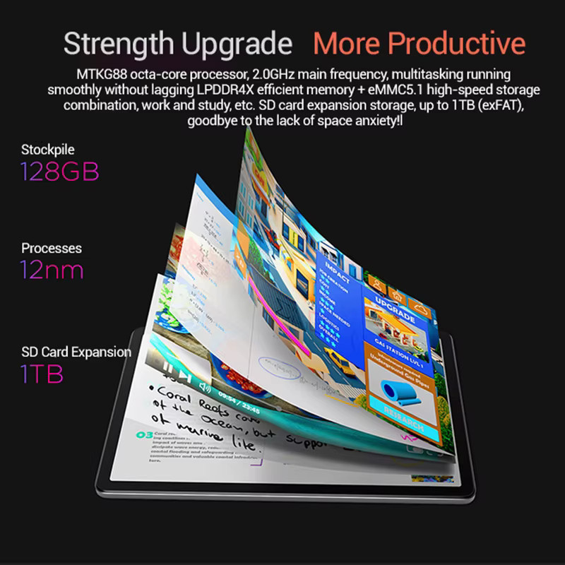 Lenovo Tab K10 M11 Tablet mit 128 GB Speicher, 8 GB RAM, 11 Zoll 90Hz Display, WLAN und LTE, Android 13, MediaTek Helio G88 - Bild 3
