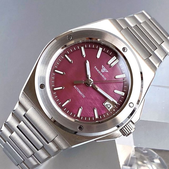 Tandorio Armbanduhr, Automatik, Edelstahl, 40 mm, Weinrot, Herren - Bild 1