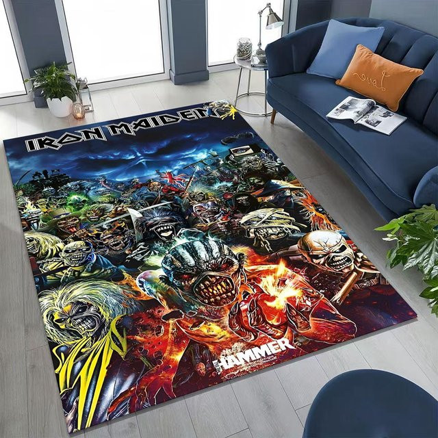 Faviora 3D Iron Maiden Musikband Kunst Teppich Multicolor, rutschfeste Bodenmatte für Wohnzimmer und Schlafzimmer, B/T: 100 x 150 cm - Bild 1
