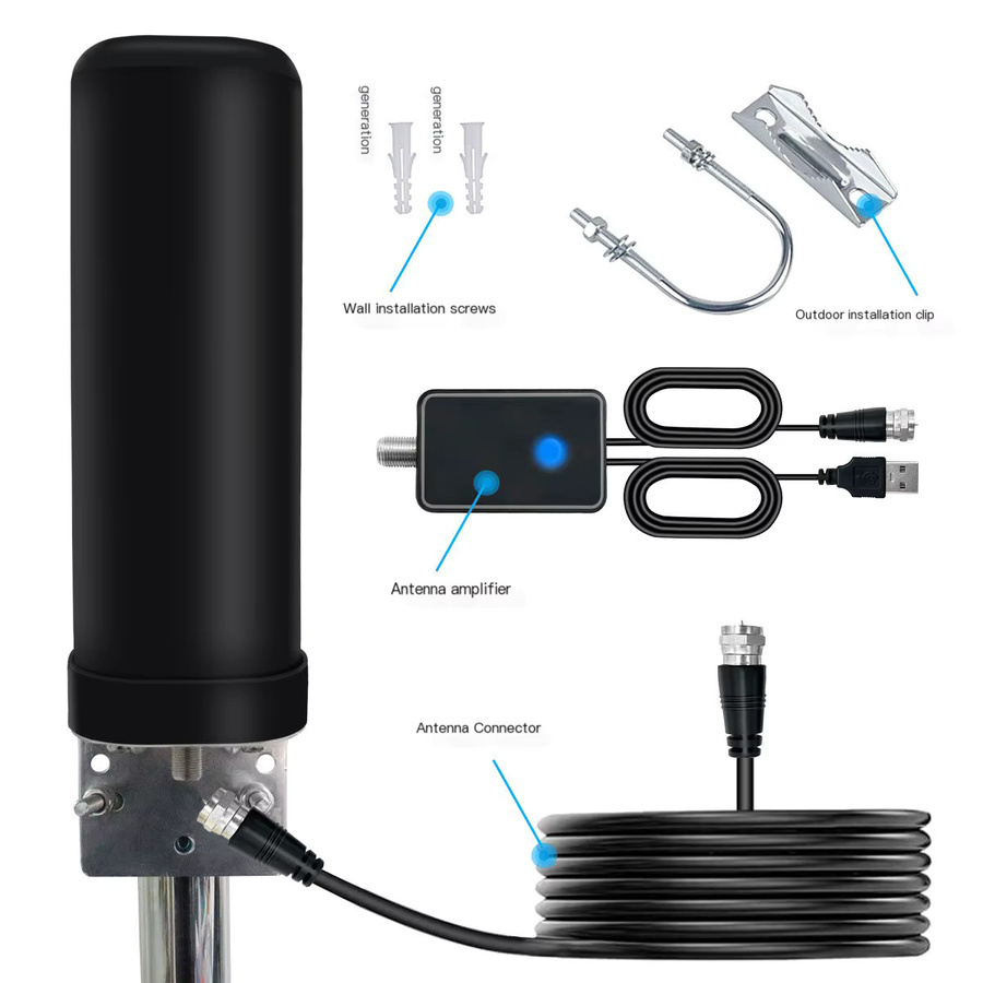 Fassförmige Digital-TV-Antenne für Innen- und Außenbereich in Schwarz, DTMB-Antenne für High-Definition Terrestrische Wellen - Bild 3