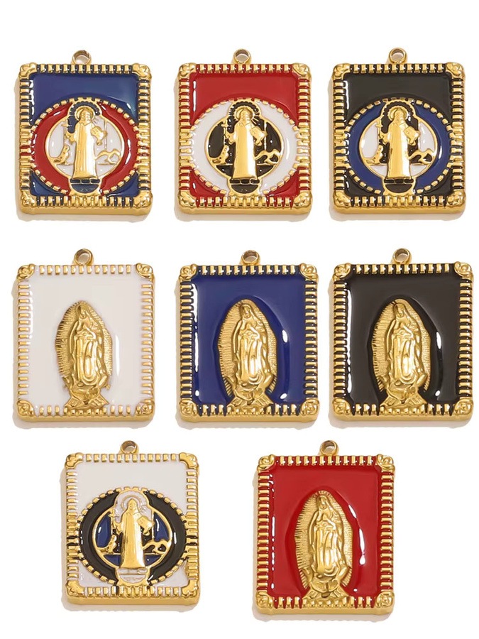 Anhänger Edelstahl, Emaille, Jungfrau, Madonna Charms, Damen - Bild 6