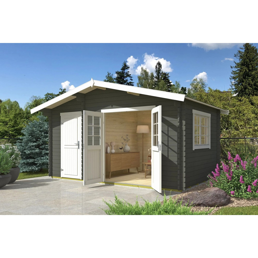 Lasita Gartenhaus Keila Maja in Grüngrau, B/H/T: 475,9 x 256,5 x 350 cm - Bild 2