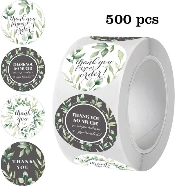 Bview Art Green Circle Dankesaufkleber in Grün – Zweisprachige Klebeetiketten aus Papier für dekorative Verpackungen und Geschenke - Bild 1