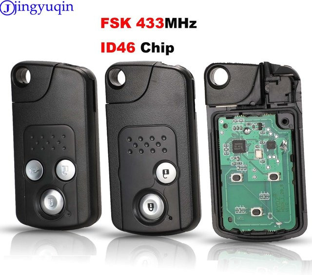 Jingyuqin Remote Auto Schlüssel Anhänger FSK 433MHz ID46 Chip für Honda CRV Accord Civic Odyssey in Schwarz - Bild 1