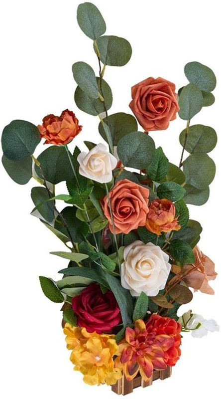 Buying Solutions, MB Künstliches Blumenarrangement für Hochzeits-Tischdekoration, 4er Set, Mehrfarbig/Orange, Höhe: 45 cm, Breite: 25 cm, Tiefe: 25 cm - Bild 1