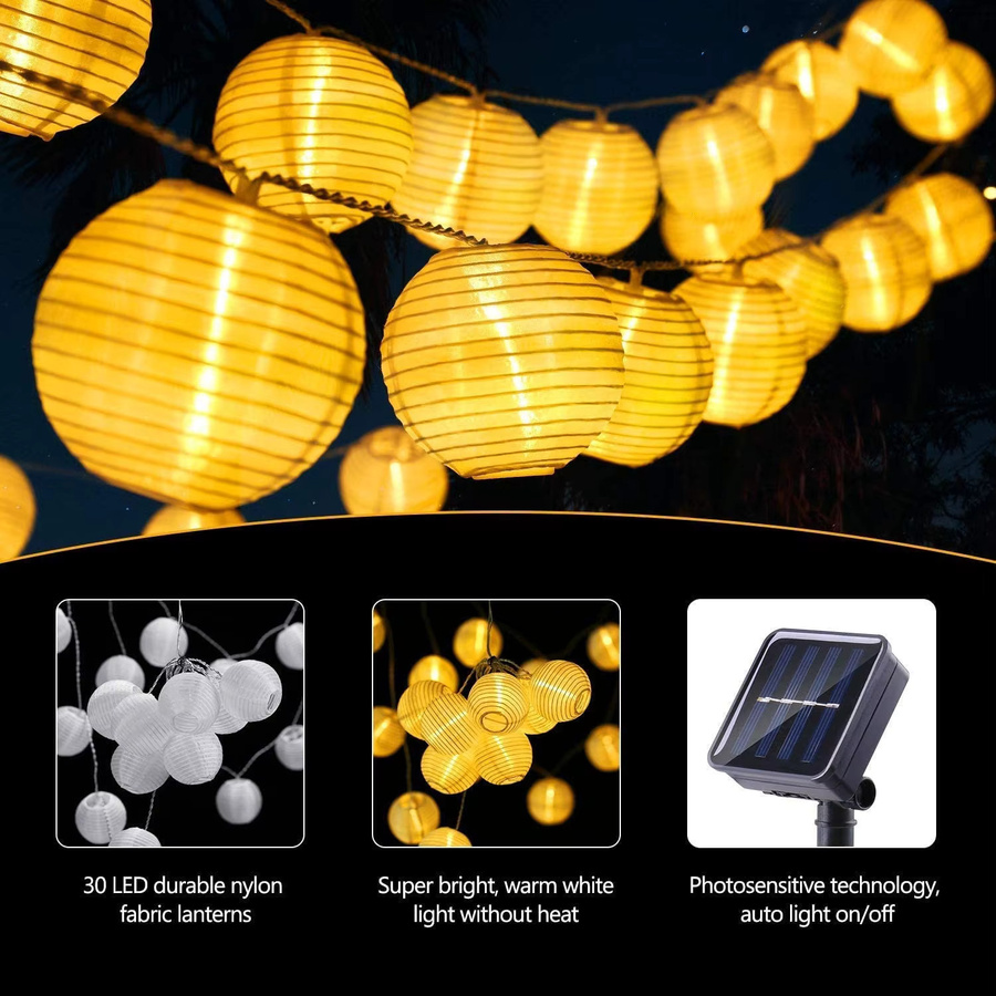 IEEYEEY Solarlaterne-Lichterkette mit LED im Boho-Design, wasserdichte LED-Girlande für die Gartendekoration im Außenbereich - Bild 2