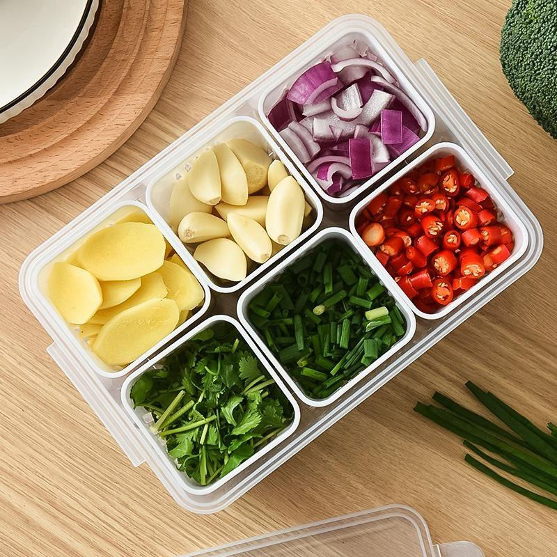 Durchsichtige Kühlschrank-Aufbewahrungsbox mit Abflusskorb für Obst, Gemüse und Fleisch, Weiß/Transparent - Bild 4