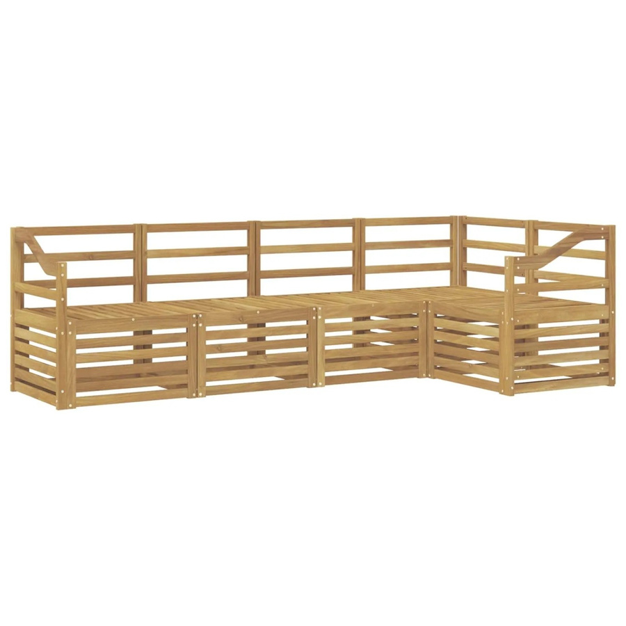 vidaXL Outdoor-Sofagarnitur 5-teilig aus Massivholz Akazie in Weiß, L-Form mit Polstern, B/T/H: 245 x 126,5 x 73 cm - Bild 2