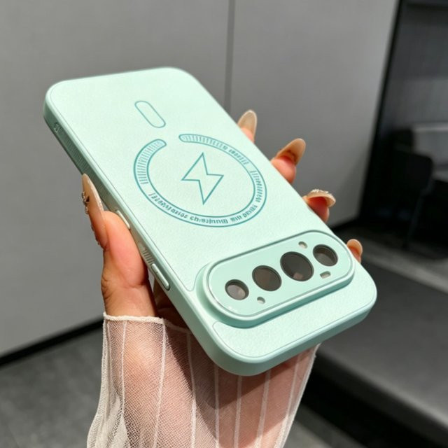 Stoßfeste Flash-Magnet-Lederhülle für Google Pixel 11 10 9 8 Pro XL mit MagSafe-Kompatibilität in Blau - Bild 1