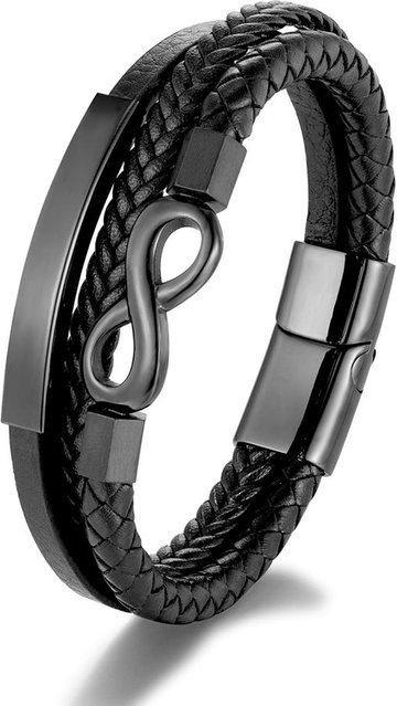 YULIN Armband, Edelstahl, geflochten, Schwarz, Herren, 23cm - Bild 1