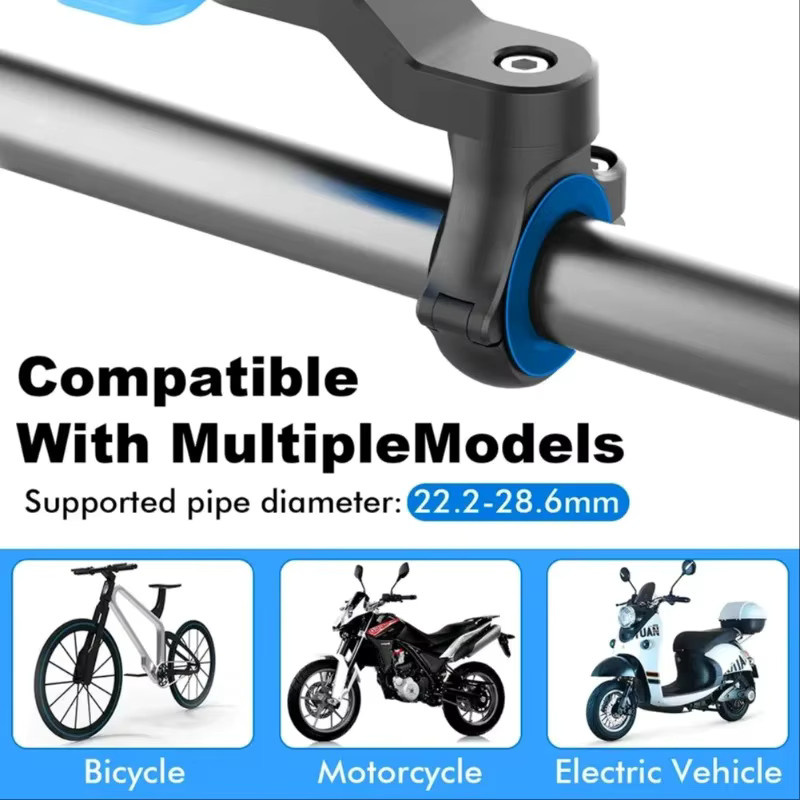 Drehbare Fahrrad- und Motorrad-Lenkerhalterung mit Verriegelung und Vibrationsdämpfung in Schwarz und Gelb - Bild 2