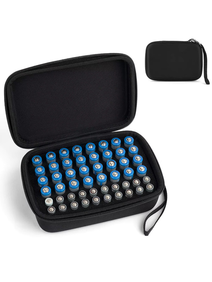 Lousxy Batterien-Organizer in Schwarz zur Aufbewahrung von 52 Batterien (32 x AA und 20 x AAA) - Bild 6