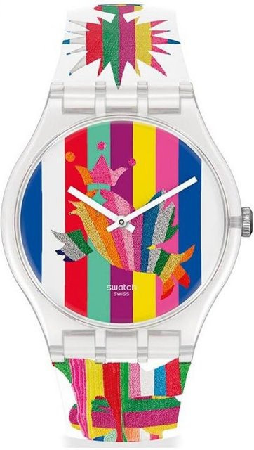 Swatch Armbanduhr, Quarz, Kunststoff, Bunt, Weiß, Herren - Bild 1