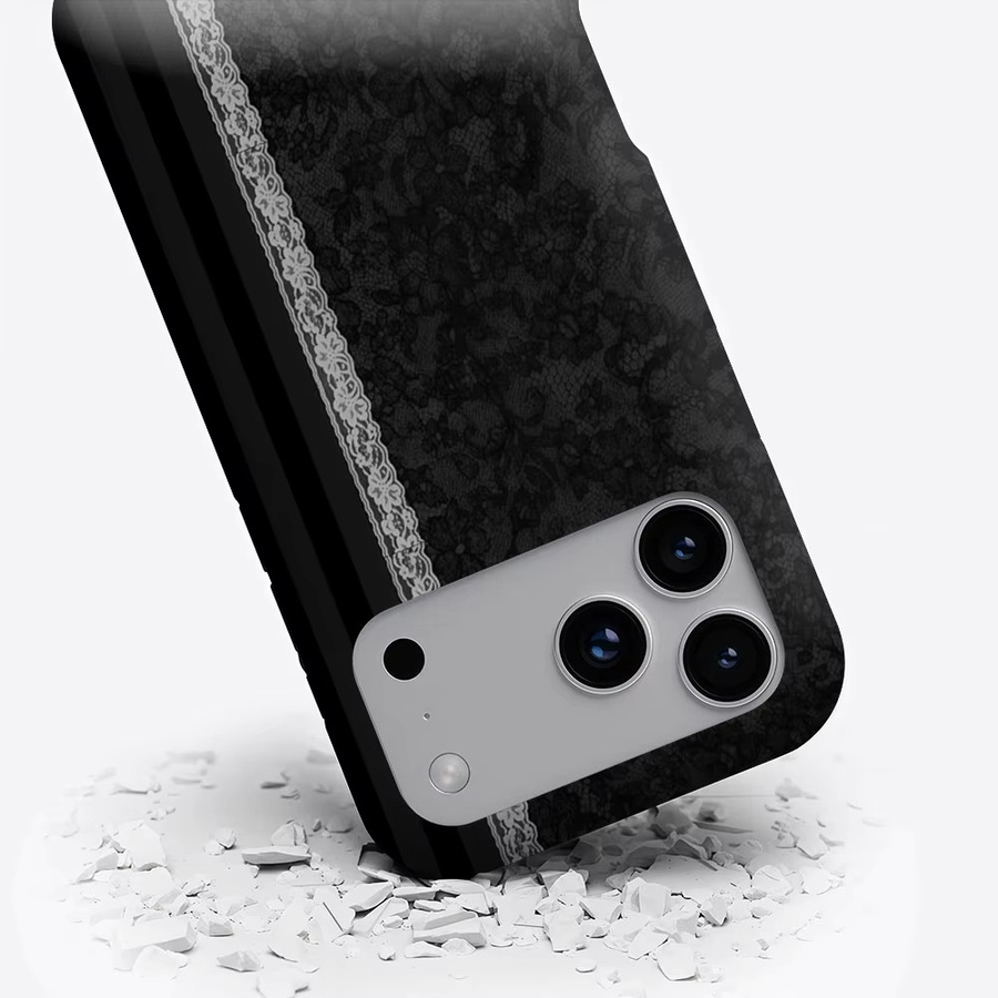 Aurbe Matte 2-in-1 MagSafe Hülle für iPhone 17 16 15 14 Plus Pro Max mit schwarzer Spitzenverzierung und stoßfester Hartschale - Bild 3
