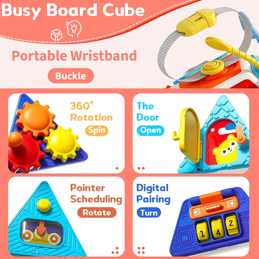 BizyKoady 22-in-1 Busy Cube-Spielzeug, Montessori-Sensorspielzeug, ab 1 Jahr - Bild 2