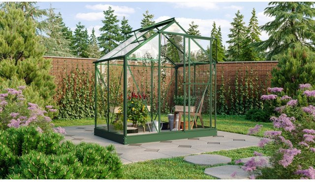 Vitavia Gewächshaus Triton 2500 in Smaragdgrün mit Sicherheitsglas, Aluminiumrahmen und Fundament - Bild 1