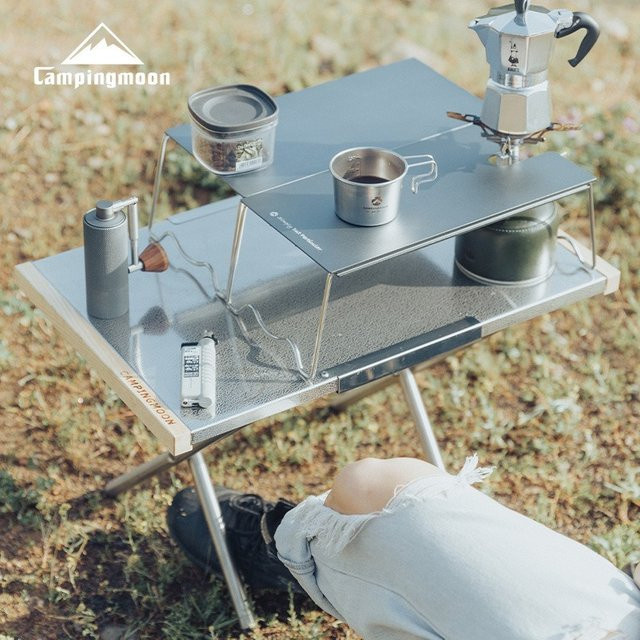 CAMPINGMOON Klappbarer Outdoor-Campingtisch T-370-1T aus Edelstahl in Silber - Bild 1