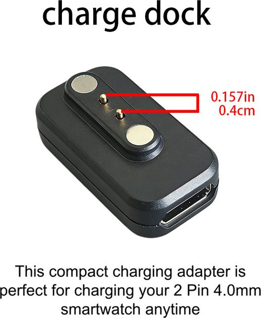 NETCOSY MCP2400 USB-C Magnetladeadapter in Schwarz als Ersatz-Transferkopf für 2-polige 4,0-mm-Smartwatches - Bild 1