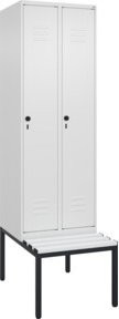 C+P Spind Classic PLUS Garderobenschrank mit Sitzbank, 2 Abteile, Farbe Reinweiß, B/T/H: 212,0 x 60,0 x 81,5 cm - Bild 1