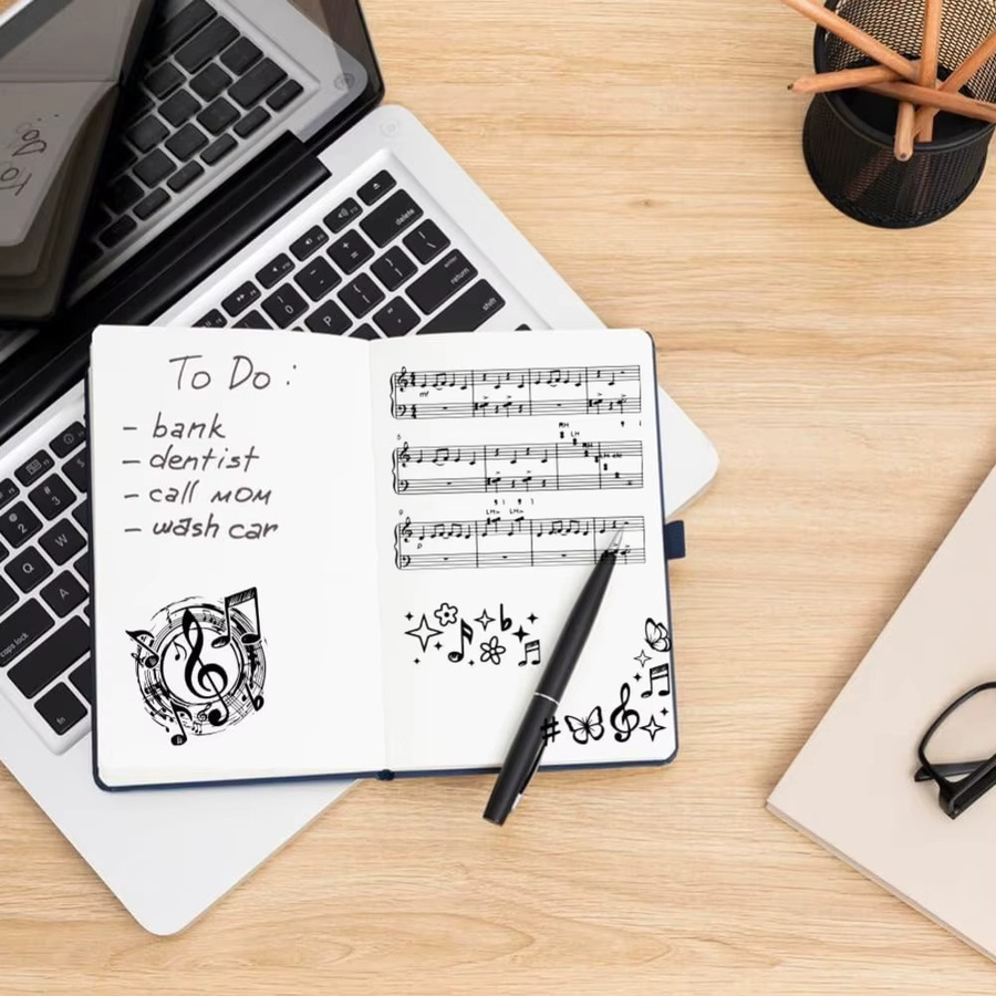 Transparenter Musiknoten-Stempel mit Musiksymbolen für Karten und Notenblätter, Farbe: Transparent - Bild 4