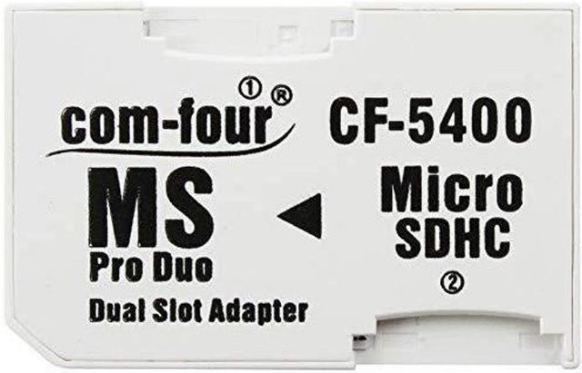 Com-four Doppel-Micro-SDHC-zu-MS-Pro-Duo-Adapter in Weiß für Sony Kamera, PSP und Telefon - Bild 1
