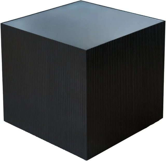Svita Eva Beistelltisch aus Paulownia Holz und Glas in Schwarz, B/T/H: 50 x 50 x 45 cm - Bild 1