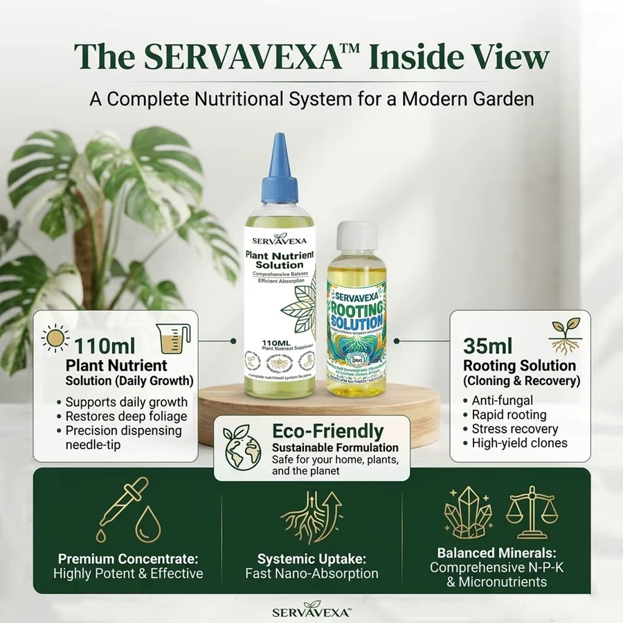 SERVAVEXA Pflanzen-Erholungsset mit Wurzelbildungslösung und Flüssigdünger für Indoor-Pflanzen, 145 ml - Bild 3