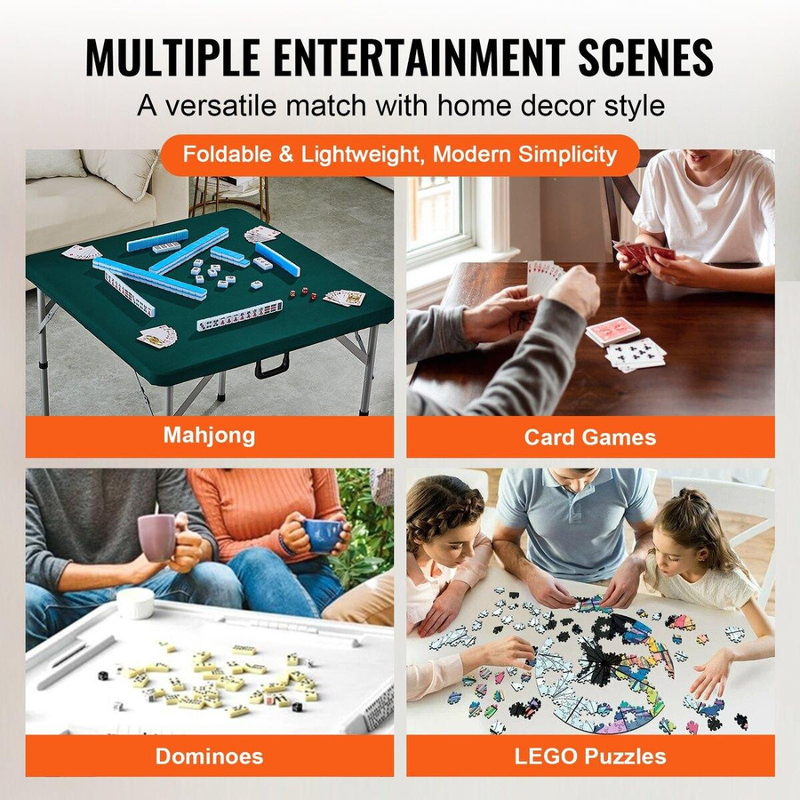Buying Solutions MB Mahjong-Tisch für 4 Spieler, quadratischer faltbarer Kartentisch mit grüner Tischplatte und Tragegriff, weiß - Bild 3