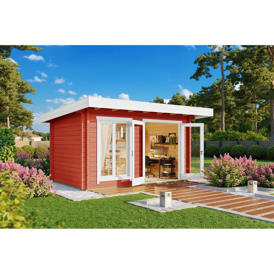 Lasita Gartenhaus Dorset 71 Flachdach in Schwedenrot lasiert, B/H/T: 460 x 238,95 x 360 cm - Bild 2